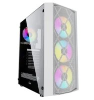 Корпус Powercase Rhombus X4 White (CMRMW-L4); ATX; Midi-Tower; боковое закалённое стекло; 4х120 мм, RGB подсветка; без БП; белый