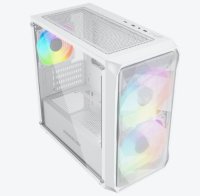 Корпус Powercase Mistral Micro A3W ARGB (CMMAW-A3), Tempered Glass, 2x 140mm ARGB PWM+1x 120mm ARGB PWM, белый, mATX