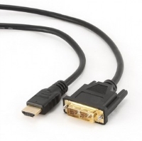 Кабель HDMI-DVI Cablexpert CC-HDMI-DVI-6, 19M/19M, single link, медь, позол.разъемы, экран, 1.8м, черный, пакет [CC-HDMI-DVI-6]