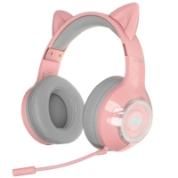 Наушники беспроводные игровые EDIFIER G4BT CAT с ушками, микрофоном, Bluetooth, розовый