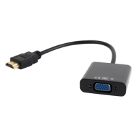 Конвертер HDMI-1.4a (папа) - D-SUB/VGA (мама) + Audio stereo (mini-jack 3.5 mm), кабель 15 см, 1920x1200(1080)@60Hz, Cablexpert A-HDMI-VGA-03